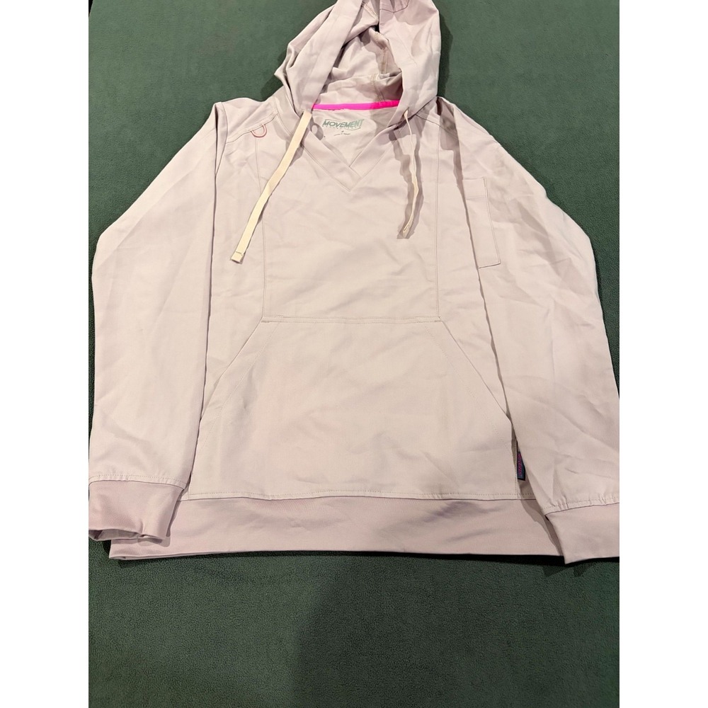 Movement by Butter-Scrubs Pewter Scrub Hoodie Womens S Pink Stretch Drawstring